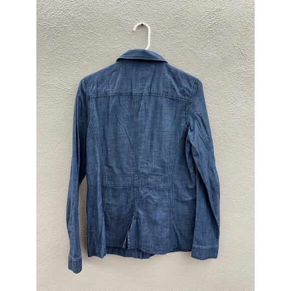 Tommy Hilfiger Womens Jacket Size Medium Blue Chambray Double Closure Lightweigh - Picture 7 of 11